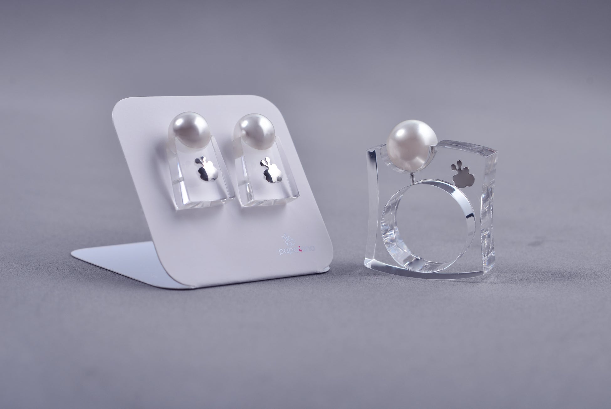Conjunto anillo y pendientes Combi Crystal Ice