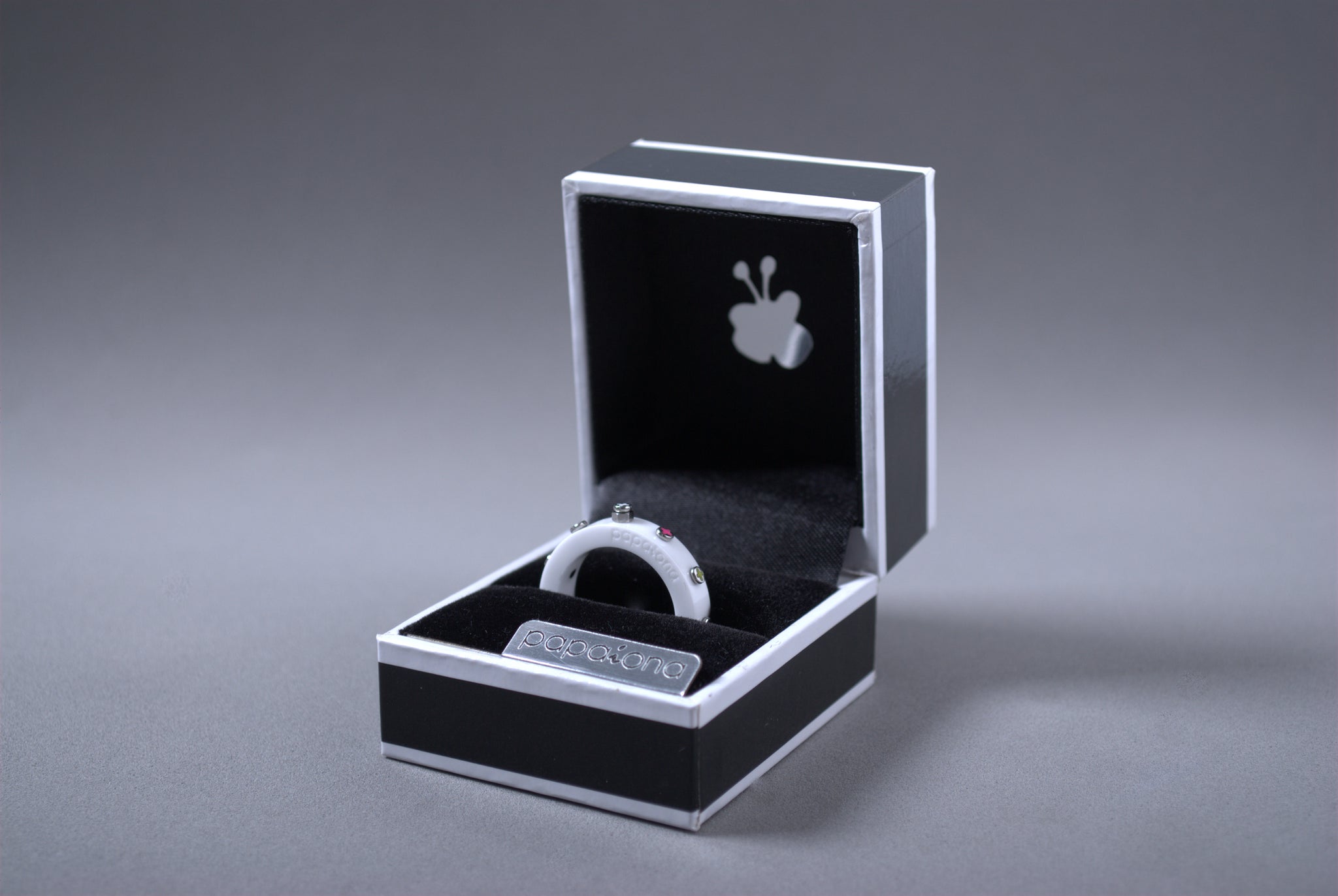White Rosary Ring by Papaiona Packaging